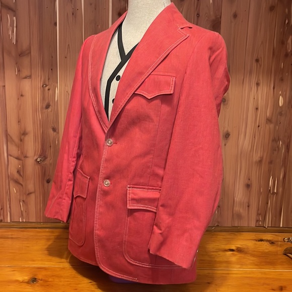 Vintage red contrast stitch 2 button blazer - Picture 3 of 8